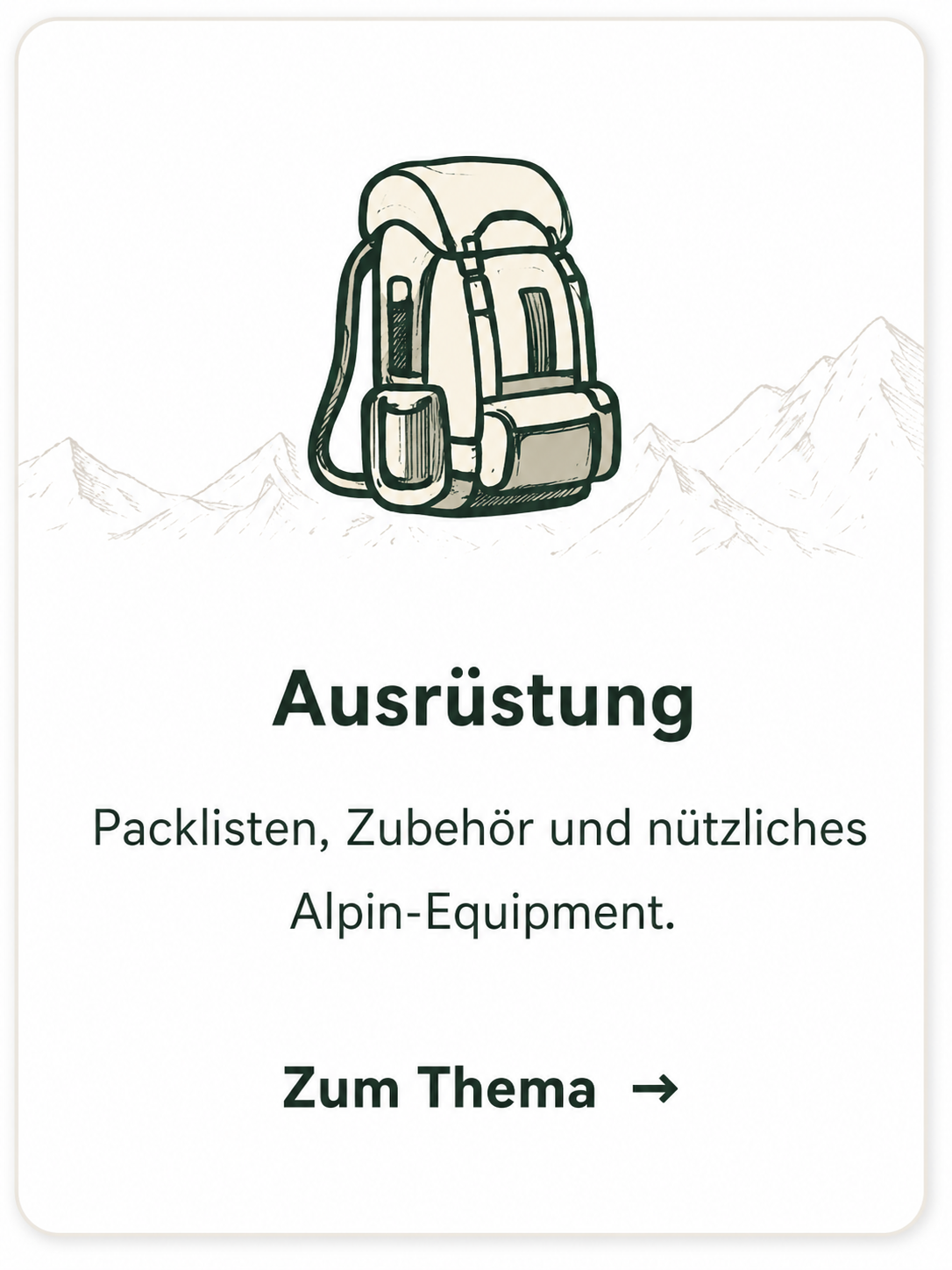 Ausrüstung – Packlisten, Zubehör und nützliches Alpin-Equipment. Zum Thema →